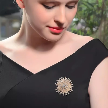 Broșă cu design floare-soare, aliaj, marcă Youhong, stil floral, tratament cu diamant