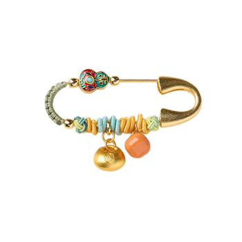 Broșă | Anul Calului, zodie, formă geometrică, cupru placat cu aur, electroplacare, unisex