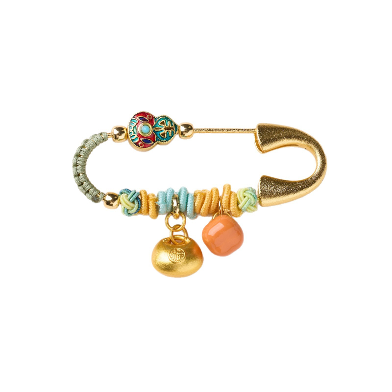 Broșă | Anul Calului, zodie, formă geometrică, cupru placat cu aur, electroplacare, unisex