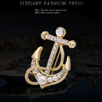 Broșă ancoră din aliaj - electroplacată, decorativă, unisex, stil natural, Model B1036
