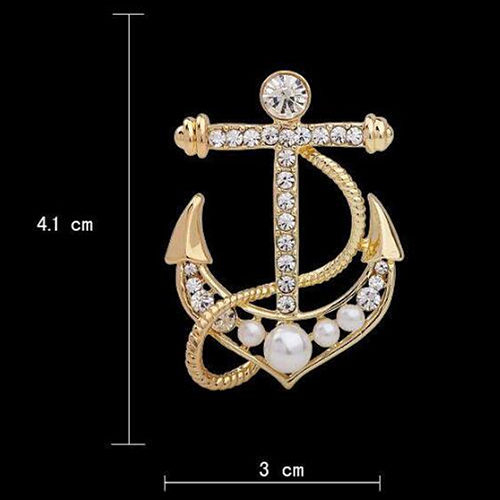 Broșă ancoră din aliaj - electroplacată, decorativă, unisex, stil natural, Model B1036