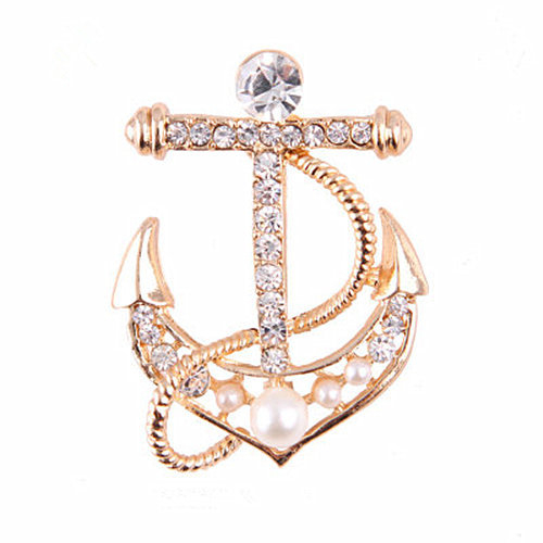 Broșă ancoră din aliaj - electroplacată, decorativă, unisex, stil natural, Model B1036