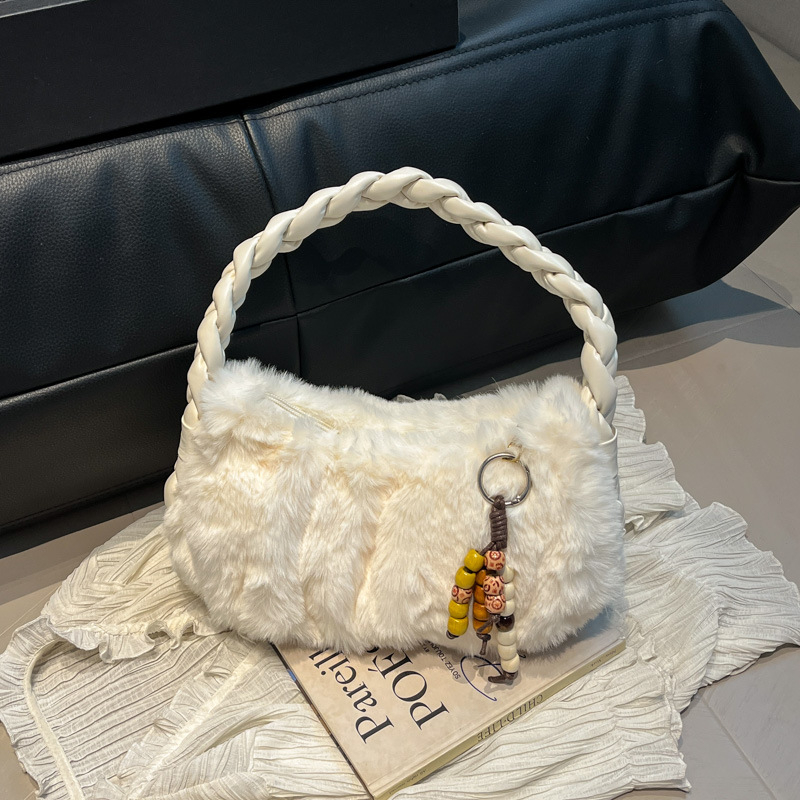 Ženska torba u korejskom retro stilu od pliša, jesen 2025, mini kvadratna crossbody torba