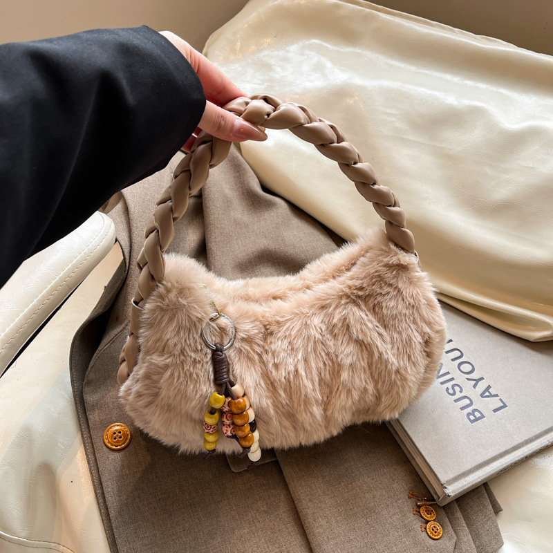 Ženska torba u korejskom retro stilu od pliša, jesen 2025, mini kvadratna crossbody torba