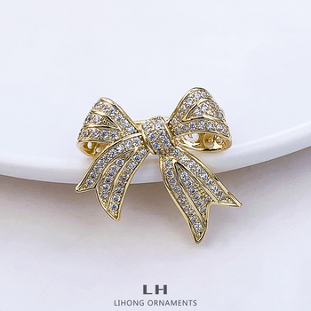 Bow Brooch — legura s kubičnim cirkonijem; marka Lihong; serija Corsage; višefunkcionalna