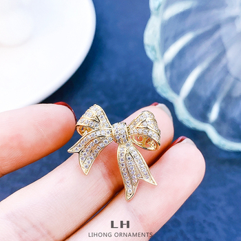 Bow Brooch — legura s kubičnim cirkonijem; marka Lihong; serija Corsage; višefunkcionalna