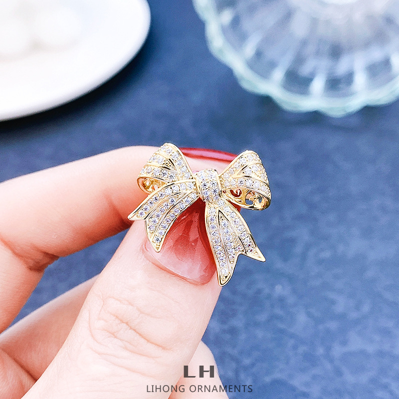 Bow Brooch — legura s kubičnim cirkonijem; marka Lihong; serija Corsage; višefunkcionalna