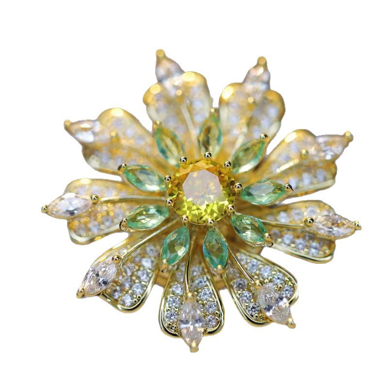 Broșă cu floare margaretă pentru femei — stil rafinat, electroplating, materiale mixte, accesoriu multifuncțional pentru cămașă