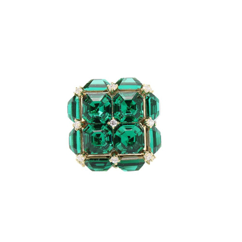 Broșă pentru guler: cristal pătrat geometric (Material: cupru placat cu aur; Marcă: Yanyi; Formă: pătrat geometric; Tehnologie: placare electrolitică)