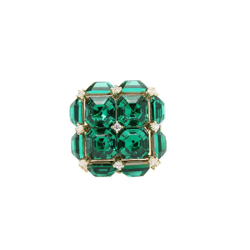 Broșă pentru guler: cristal pătrat geometric (Material: cupru placat cu aur; Marcă: Yanyi; Formă: pătrat geometric; Tehnologie: placare electrolitică)