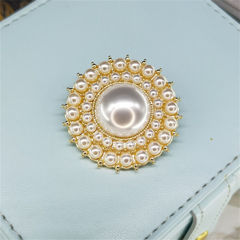 Broșă din aliaj cu perle rotunde, stil simplu, unisex