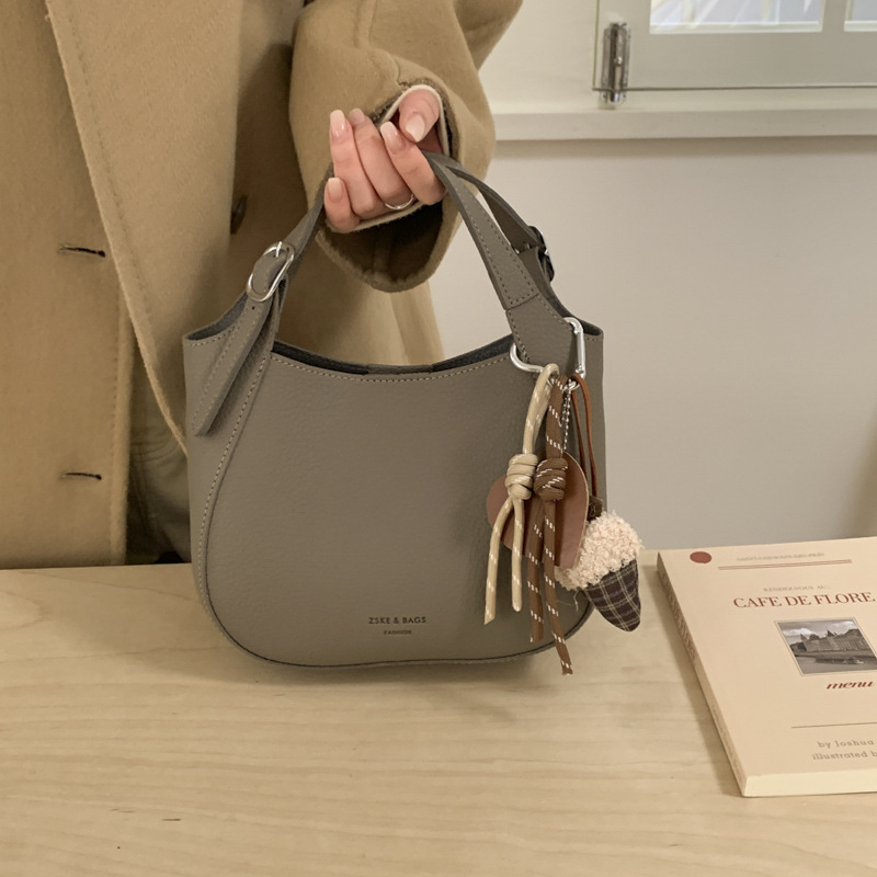 Geantă crossbody bucket – stil urban, PU piele, fermoar, buzunar pentru telefon