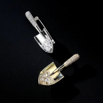 Broșă- lopată din aliaj, design minimalist cu trend personal, finisaj diamant, unisex, pin de rever multifuncțional