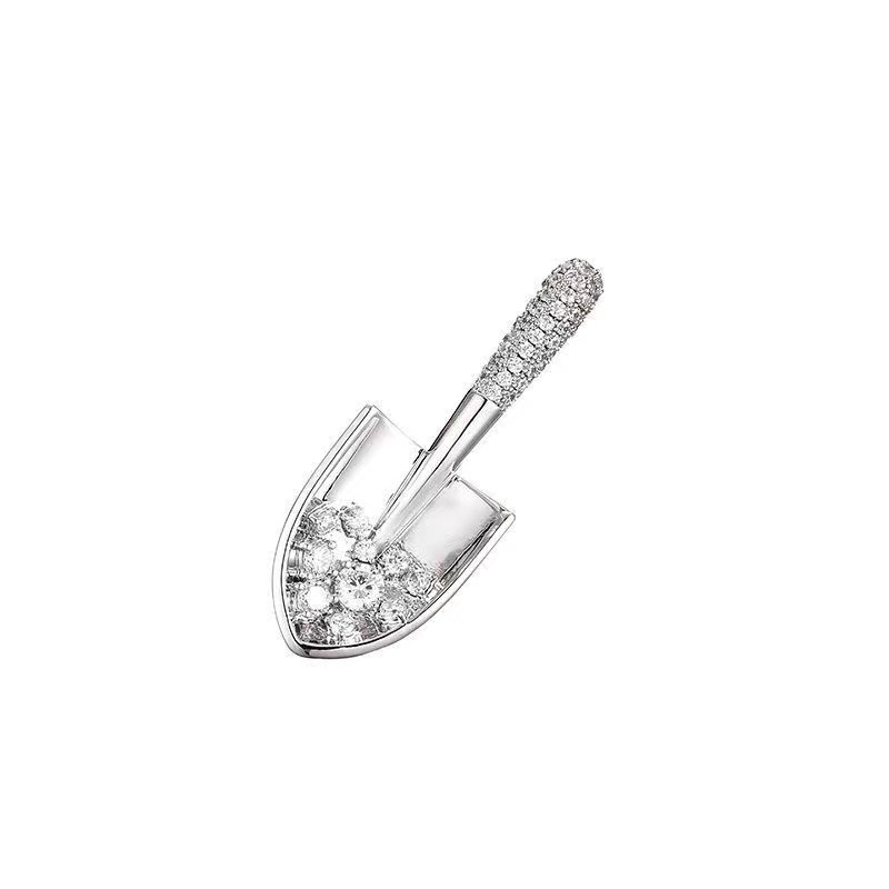Broșă- lopată din aliaj, design minimalist cu trend personal, finisaj diamant, unisex, pin de rever multifuncțional