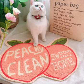 Χαλάκι λεκάνης γάτας με φρουτώδες μοτίβο (PVC υλικό, μάρκα Wire Loop, ανοιχτού τύπου λεκάνη γάτας)