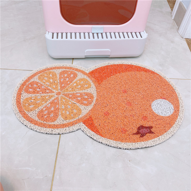 Χαλάκι λεκάνης γάτας με φρουτώδες μοτίβο (PVC υλικό, μάρκα Wire Loop, ανοιχτού τύπου λεκάνη γάτας)