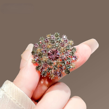 Színes kristályos pitypang kitűző – ötvözet, eredeti dizájn, tavasz 2025, Yiwu