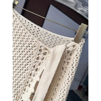 Adīti bikses ar režģa atverēm un auklēm, poliesters, Korejas stils, vasara 2021