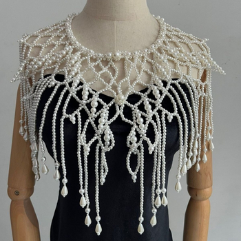 Kāzu pērļu šalle, adīta ar rokām, romba forma, mākslīgās pērlītes, zīmols Xih, izcelsme Shangqiu