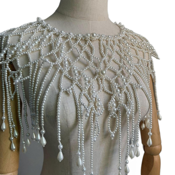 Kāzu pērļu šalle, adīta ar rokām, romba forma, mākslīgās pērlītes, zīmols Xih, izcelsme Shangqiu