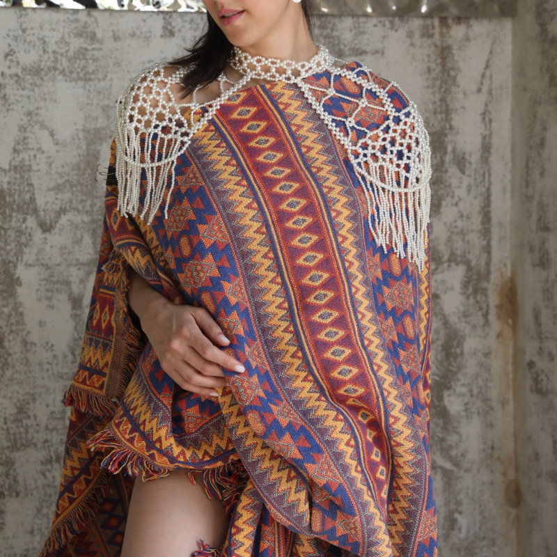 Kāzu pērļu šalle, adīta ar rokām, romba forma, mākslīgās pērlītes, zīmols Xih, izcelsme Shangqiu