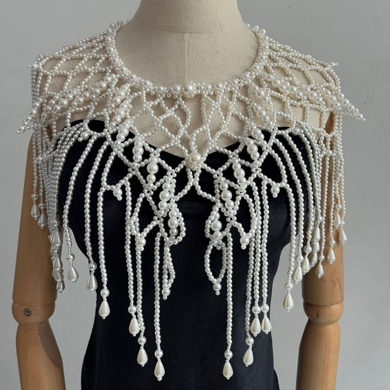 Kāzu pērļu šalle, adīta ar rokām, romba forma, mākslīgās pērlītes, zīmols Xih, izcelsme Shangqiu