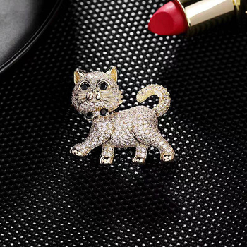 Réz macska kitűző nőknek, japán-koreai stílus, elektroplatált