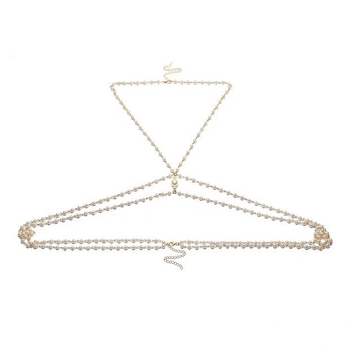 Perļu ķermeņa ķēde sievietēm, daudzslāņu pušķis, roku darbs, kaplveidīgs dizains, elektroplakēšana