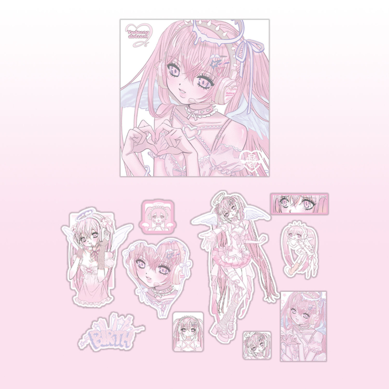 Pachet de stickere pentru cărți poștale și carcase DIY pentru telefon — hârtie sintetică, stil coreean, imprimat