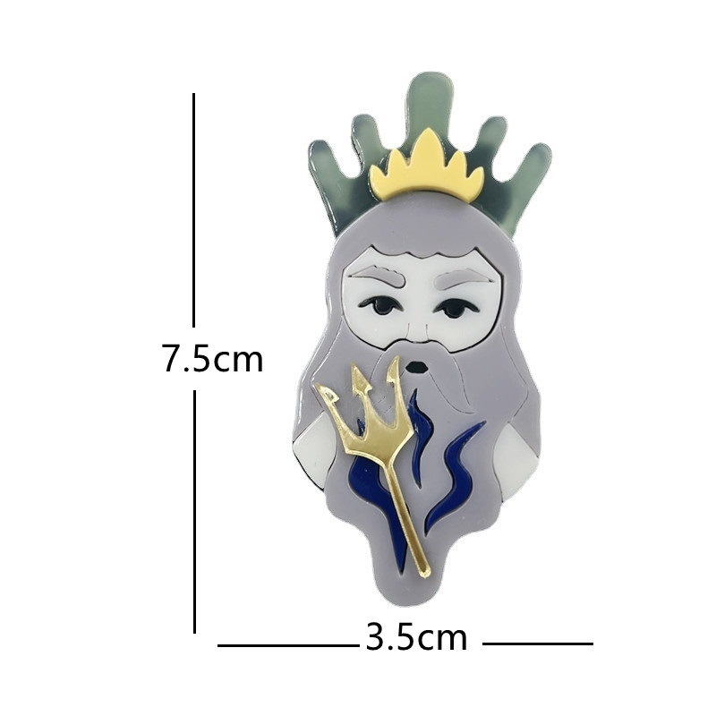 Akril brooch Poseidon motívummal (görög mitológia) – uniszex, dekoratív; Anyag: akril; Stílus: uniszex; Funkció: dekoráció; Testreszabás elérhető