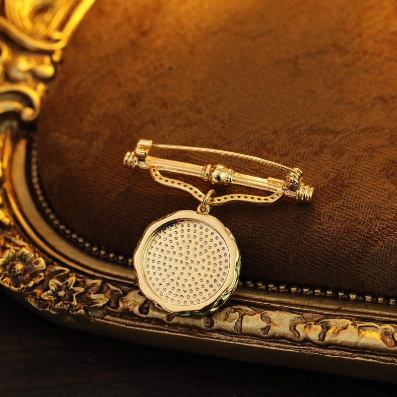 Bakrena cvjetna broš, korejski stil, završna obrada kapljica ulja