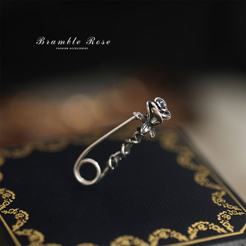 925 ezüst brooch tövises rózsa, Taiyin stílus, elektroplattált díszítés