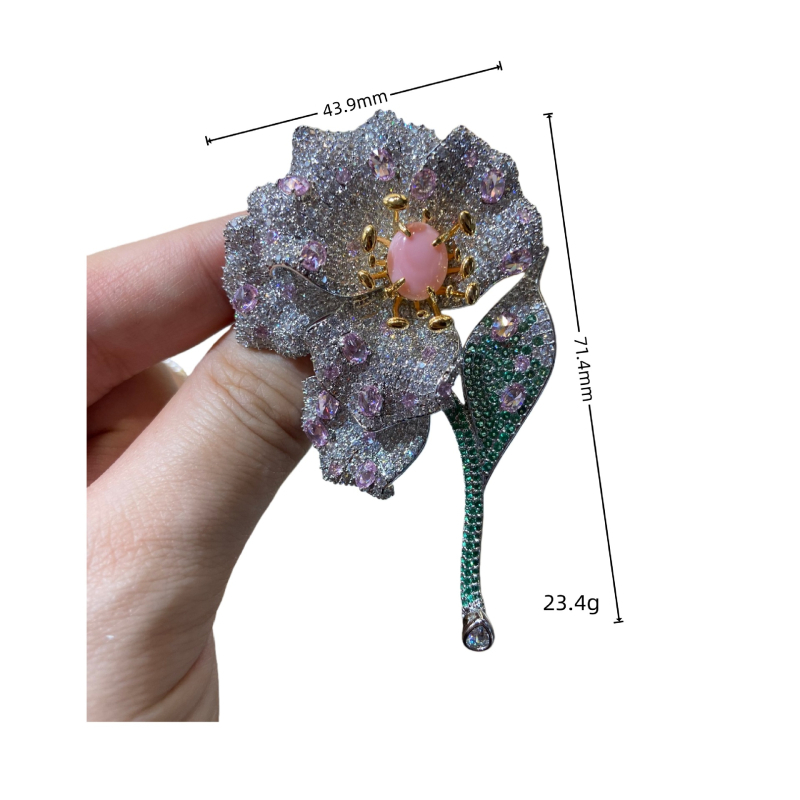 Broșă cu iris, din cupru cu zirconiu încrustat, accesoriu vintage pentru femei, prelucrare cu diamant, iarna 2025