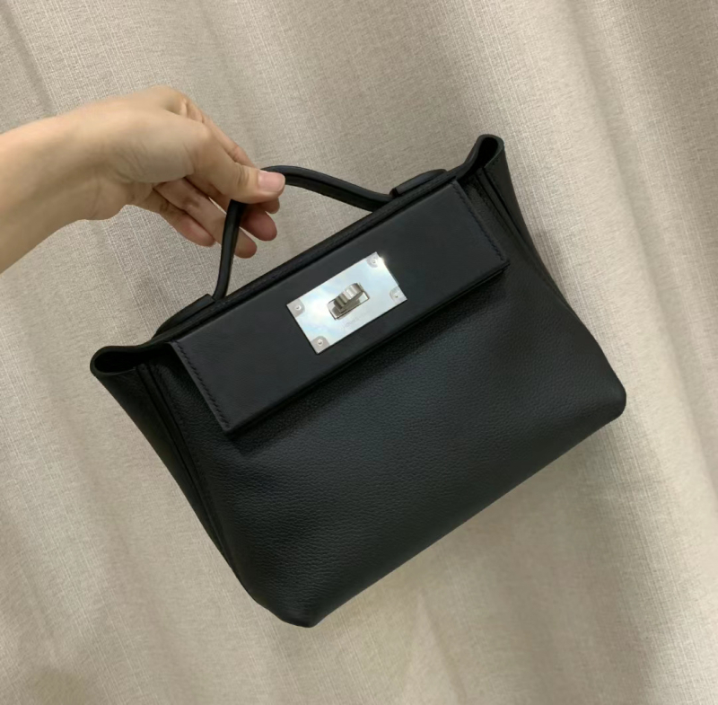 Kelly torba od prave kože 2424Mini, kopča za zaključavanje, jednoručna crossbody, dumpling stil, velika kapaciteta ženska torba