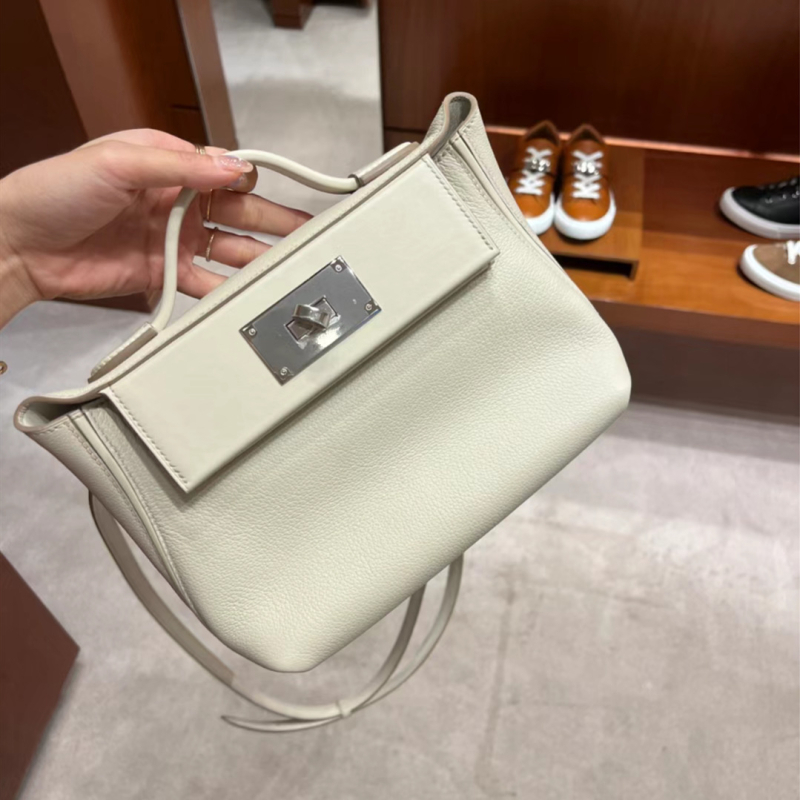 Kelly torba od prave kože 2424Mini, kopča za zaključavanje, jednoručna crossbody, dumpling stil, velika kapaciteta ženska torba