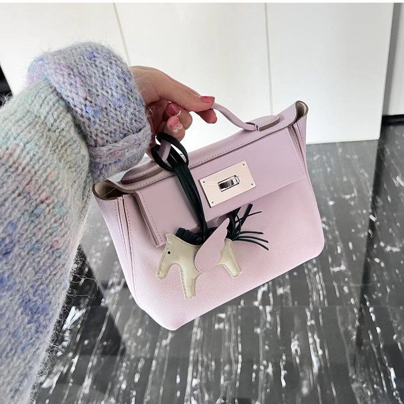 Kelly torba od prave kože 2424Mini, kopča za zaključavanje, jednoručna crossbody, dumpling stil, velika kapaciteta ženska torba