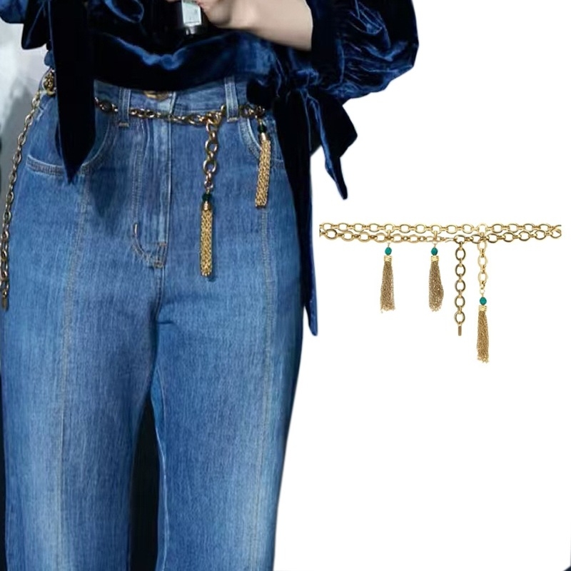 Butterfly sieviešu jostas ķēde no sakausējuma, vintage stils, pilienveida forma, ieliktie mākslīgie akmeņi, elektroplatēta