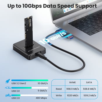 Vanjska kutija za M.2 NVMe/SATA USB 3.2 Type-C, ABS kućište, podržava do 8 TB