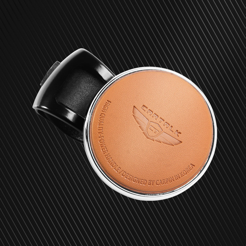 CARTALK Bőr kormányerősítő – Bőr és cinkötvözet anyagból, alkalmas minden autóhoz, Logó OK