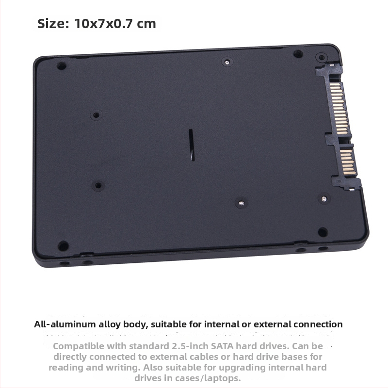 Kryt SSD z mSATA na SATA3.0, hliníková zliatina, rozhranie SATA3 6Gbps, podpora až 2TB, OEM spracovanie