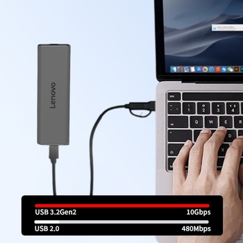 Lenovo ārējais SSD korpuss USB 3.2, modeļi Ln11/Ln12, viegls dizains, svars 900 g, izlaidums 2025