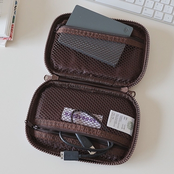 Prijenosni zaštitni kućište za vanjski tvrdi disk, otporno na udarce, od tekstila, za pohranu kabelâ i power bank — stil ručne torbe, cartoon cute dizajn, model S1870, poliester