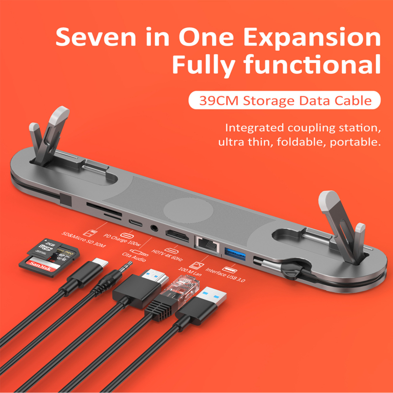 Okute H011/H012 USB-C stojan pre notebook s HDMI, čítačkou kariet a USB 3.0, s externým napájaním