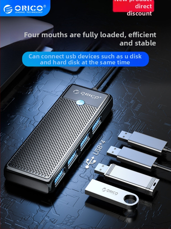 Orico USB viacrozsahový rozbočovač s Type-C, USB 3.0 hub, model PAPW4A-U3, prenosová rýchlosť 5 Gbps