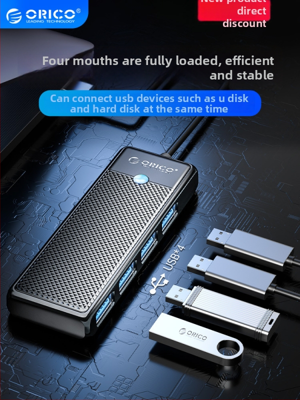 Orico USB viacrozsahový rozbočovač s Type-C, USB 3.0 hub, model PAPW4A-U3, prenosová rýchlosť 5 Gbps