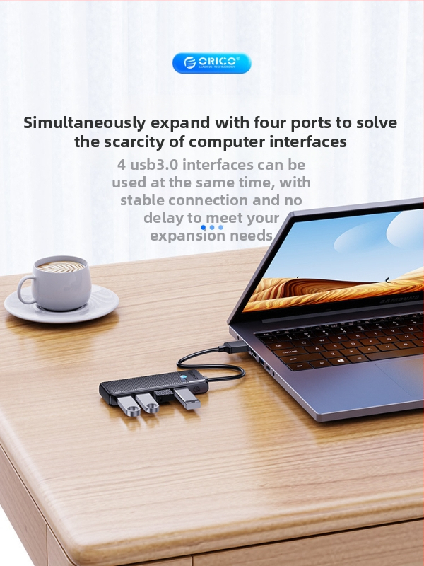 Orico USB viacrozsahový rozbočovač s Type-C, USB 3.0 hub, model PAPW4A-U3, prenosová rýchlosť 5 Gbps
