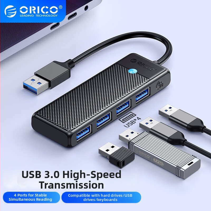 Orico USB viacrozsahový rozbočovač s Type-C, USB 3.0 hub, model PAPW4A-U3, prenosová rýchlosť 5 Gbps