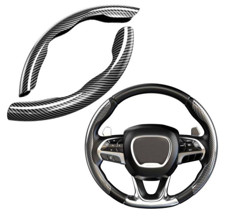 Acoperire volan auto din fibră de carbon, rezistent la abraziune, antiderapant, universal pentru toate sezoanele, personalizabil, greutate 0,17 kg
