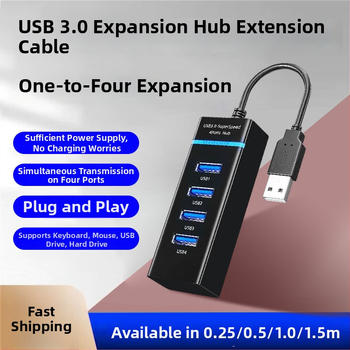 USB 3.0 1:4 hub adaptér, napájaný cez USB, pre tlačiareň a PC