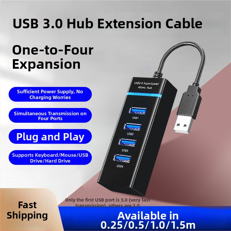 USB 3.0 1:4 hub adaptér, napájaný cez USB, pre tlačiareň a PC